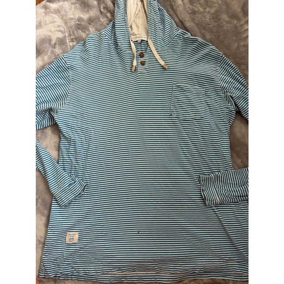 Bald Head Blues Lightweight Nautical Looking Hooded Long Sleeve One Small Hole L - Picture 2 of 6